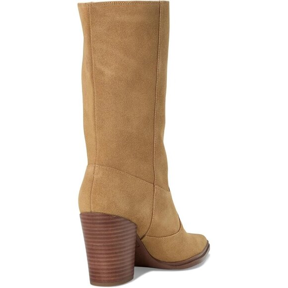 NWB $225 Franco Sarto Suede Jaxon Mid Shaft Boots Western Camel Brown Tan Sz 8.5 - Picture 5 of 9